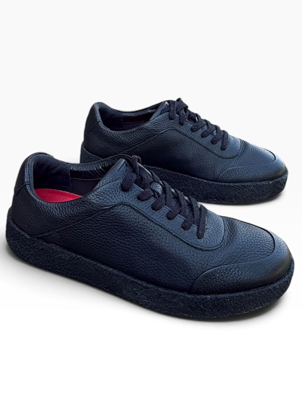 FitFlop Rally Tumbled Leather Crepe Sneakers Black Size 7.5